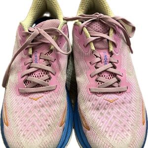 Hoka One One Pink and Blue Athletic Shoes